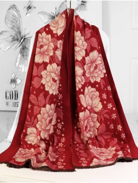 Cashmere Feeling Flower Print Premium Scarf